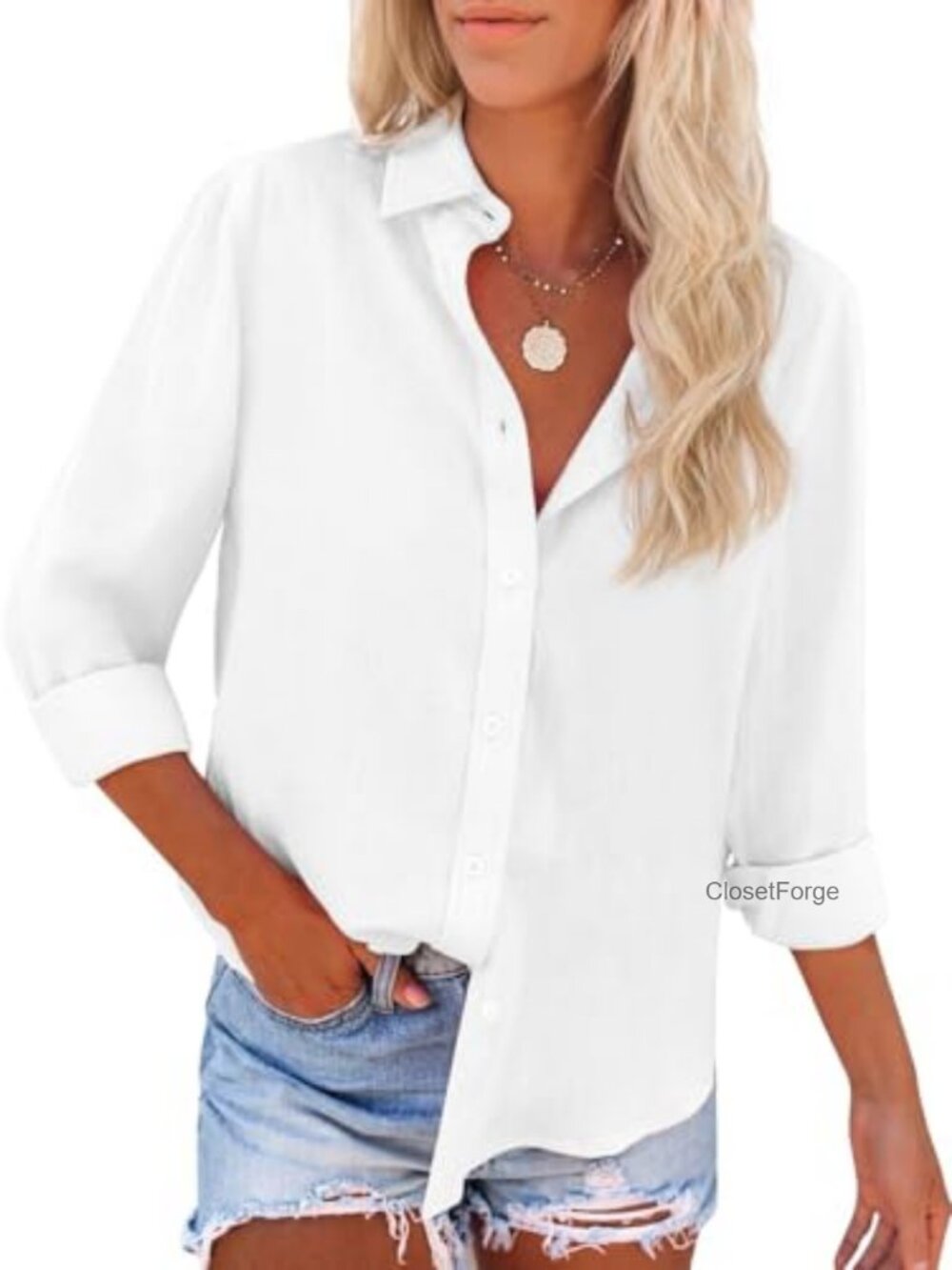 Cotton Blend Oxford Long Sleeve Button Down Shirt for Women Classic Fit